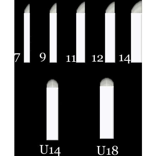 10pcs Microblading 7 9 11 12 14 Pins U Shape Permanent Makeup Eyebrow Flex Tattoo Needles For 3D Lamina Blade Agulhas Tebori