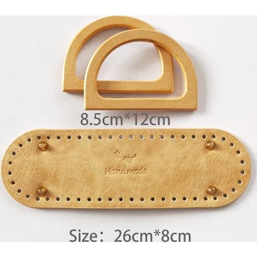 3pcs Set Diy Bags Accessories Parts With Leather Bottoms Handmade Handbag Handle