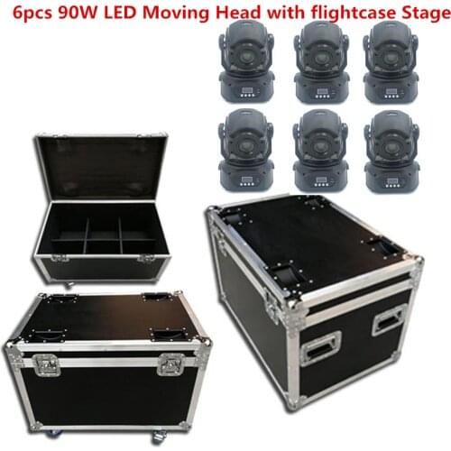 6X 90W LED Moving Head with flightcase Stage Lighting LED Gobo Light with roto gobos 3 Face roto prism DJ equipment Disco light