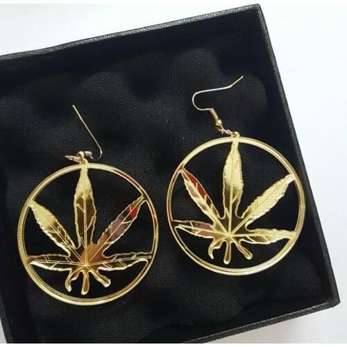 Hip Hop Street Acrylic Reflective Maple Leaf Earrings