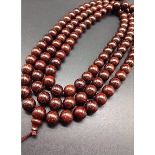 8mm/10mm Natural India Red Sandalwood Beads Grade AAA High-density 108 Mala Beads Prayer Bracelet or Necklace DIY Accessories