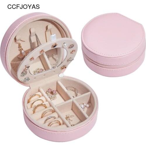 CCFJOYAS Portable PU Fresh and Simple Earrings Jewelry Box Small Earrings Ring Multifunctional Jewelry Storage Box Wholesale