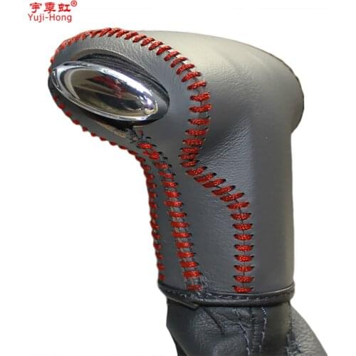 Yuji-Hong Car Gear Covers Case for Volkswagen VW Passat B7 Magotan TSI Automatic Shift Collars Genuine Leather Hand-stitched