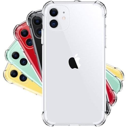 For iphone 12 11 Pro Max Case Luxury Airbag Shockproof Clear TPU Case For iPhone 12 Mini XS Max XR X 8 7 6 6S Plus SE 2020 Cover
