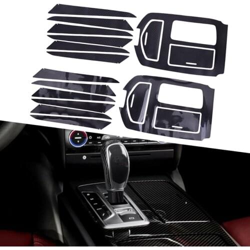 1 Set PVC Carbon Fiber Black Style Door Panel Gear Shift Box Cover Trim Sticker Fit for Maserati Ghibli 2014 2015 2016 2017 LHD