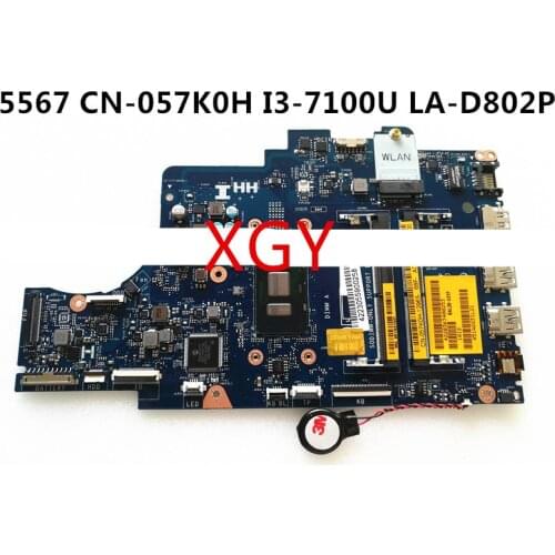 FOR Dell 5567 5767 motherboard CN-057K0H 57K0H LA-D802P I3-7100U 100% Test ok