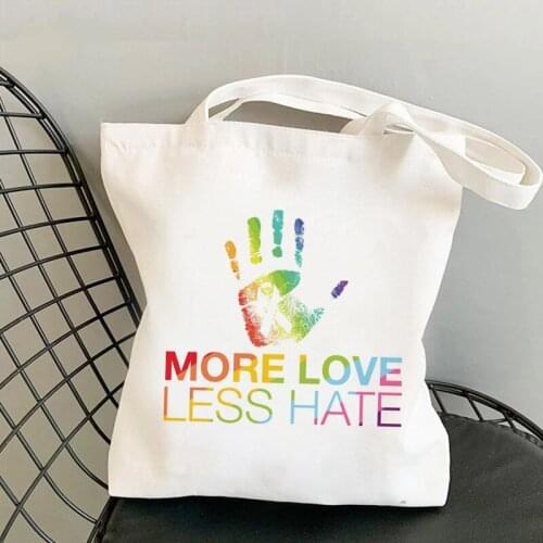 Rainbow Letter Canvas Shopping Bag Women Large Capacity Storage Handbag Shoulder Tote Reusable Student Bookbag Fashion Shopper
