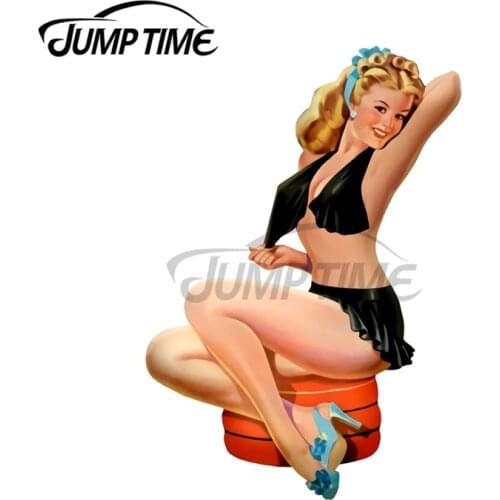 JumpTime 13 x 6.8cm Retro Pin Up Girl Vargas Girl Vintage Pinup Woman Fine Decal Waterproof DIY Hip Hop Decals 3D Car Stickers