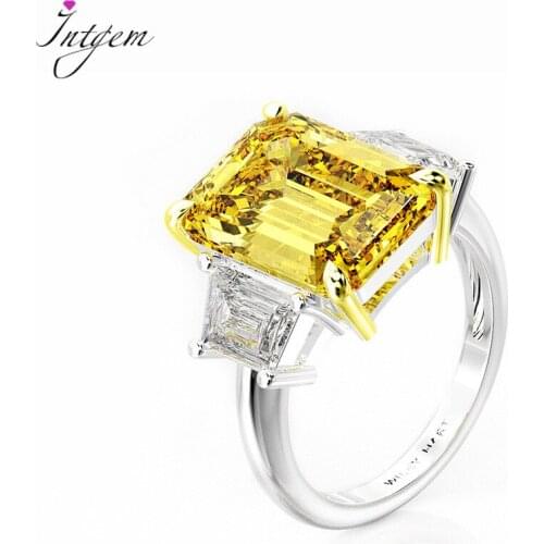 14 Karat Sapphire Emerald Ruby Ring Rectangular 10*14 S925 Sterling Silver Wedding Engagement Anniversary Rings Silver Jewelry