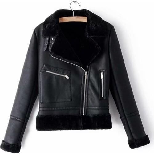 ZXQJ streetwear women Vogue black outerwear Fad winter lady leather-clad cool female outerwear chic moto girls jacket