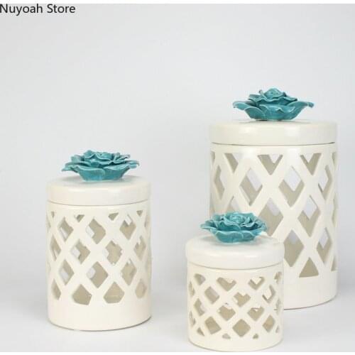 Creative Ceramic Storage Jar Hollow Decorative Jar Household Storage Box Handicraft Living Room Home Decoration Accessories