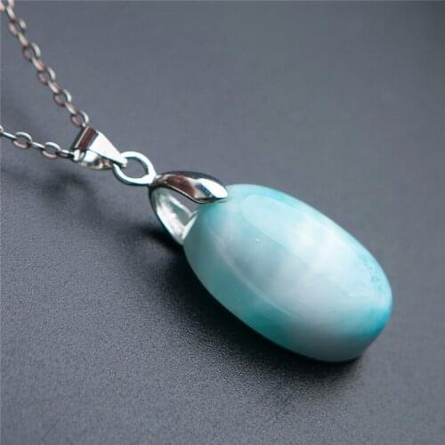Natural larimar Pendant Bead Popular Women Stone Crystal Genuine Necklace Beautiful Jewelry Oval Shaped Pendant 22*14*9mm