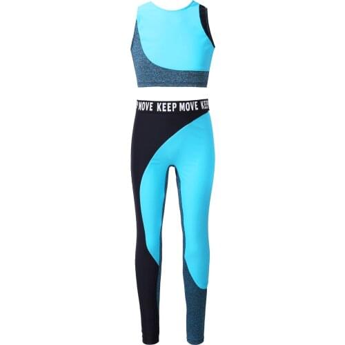 Summer 2Pcs Kids Girls Sport Suit Outfits Sleeveless Tank Top Leggings Sets Running Yoga Gym Fitness Suits Sportswear Tracksuit