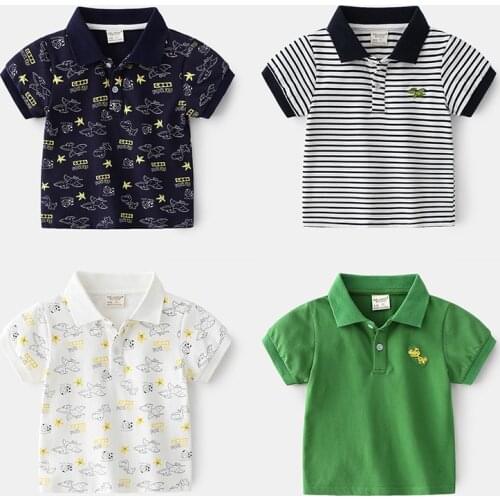 Boys Summer Cotton Short-sleeved POLO Shirt Soft Cartoon Pattern Short-sleeved Kids Tops Boy T-Shirt Lapel Polo Shirt