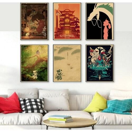 Miyazaki Hayao movie high quality Retro Poster Vintage poster Wall Decor For Home Bar Cafe