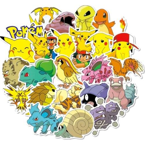 Cartoon Pokemon Anime Stickers Kawaii Pikachu GO Laptop Bicycle Skateboard Guitar Waterproof Graffiti Sticker Funny Kids Toys