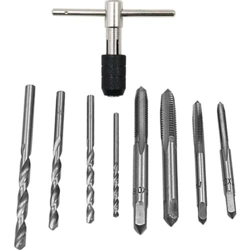 T-type Wrench Drill Set Tap Wrench Set Handle Ratchet Machine Screw Thread Metric Drill Set Hand Tools Twist Bit Set DIY Tool