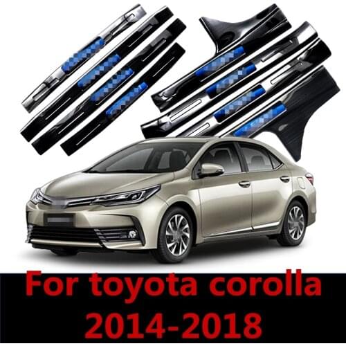 For toyota corolla 2014-2018 Stainless Steel Side Door Sill Scuff Plate Gaurds Pedal Pad Protector Car Sticker Auto Accessories