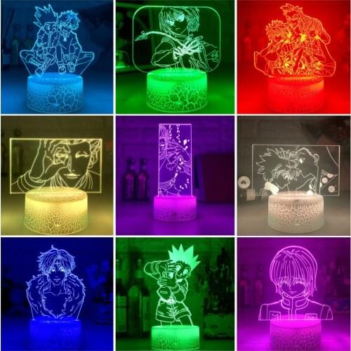 Hisoka Image 3D Vision Night Lamp Hunter x Hunter Japanese Manga Theme LED Novelty Light Xmas Gift for Anime Fans Bedroom Decor