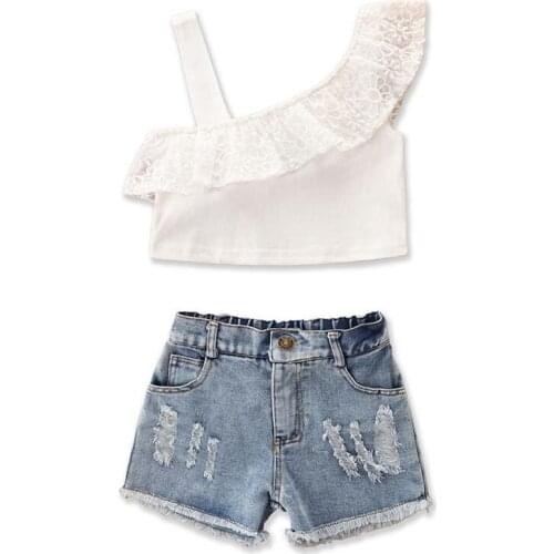 New Baby Girls Clothes Toddler Kids Lace Sling + Shorts Suit Western style Summer Outfits Sets 1-6 Years Childrens Clothing
