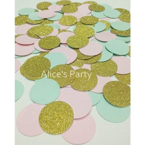 New Mint Gold Pink Round Confetti Baby Shower Decor Wedding Decoration Table Scatter Setting 400pcs per lot Party Confetti Photo