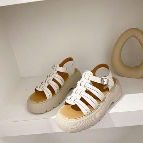 Omen Flat Sandals Gladiator Open Toe Buckle Soft Jelly Sandals Female Black Casual Womens Flat Platform Beach Shoes Wholesale