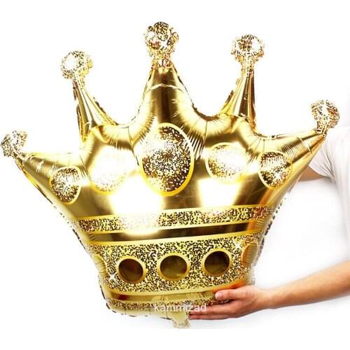 Wholesale 50pcs Large Size gold helium balloons princess crown foil balloons for birthday party decorations Kids Toys air globos