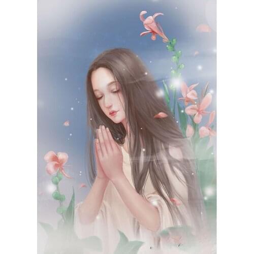 Full Square Embroidery Pretty Girl Praying Gift Handicraft Diamond Painting Cross Stitch Home Decor JX256