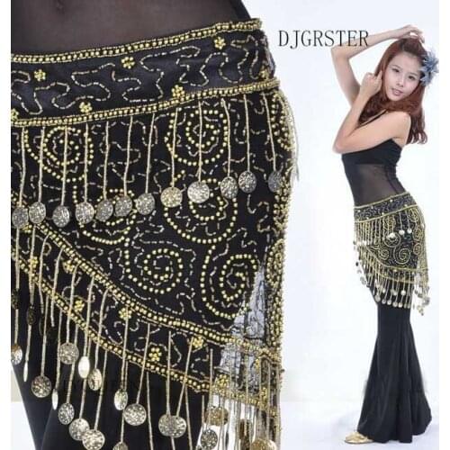 New Style 158 coins belly dance waist chain hip scarf bellydance belt, 2 colors for your choice 158 gold coin free shipping