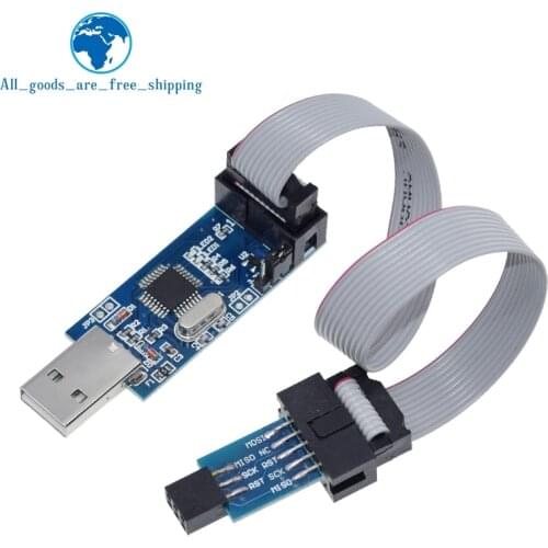 1Set USBASP USBISP AVR Programmer USB ATMEGA8 ATMEGA128 ATtiny/CAN/PWM 10Pin Wire Module DIY + 10Pin To 6 Pin Adapter Board