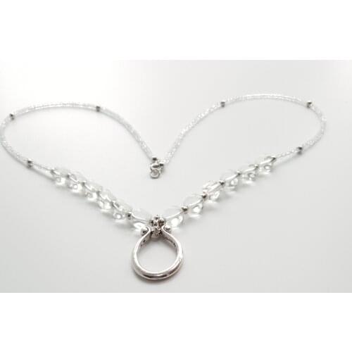 Glazed azure stone crystal sunglass necklace holder retainer bead chain reading glass string lanyard cord