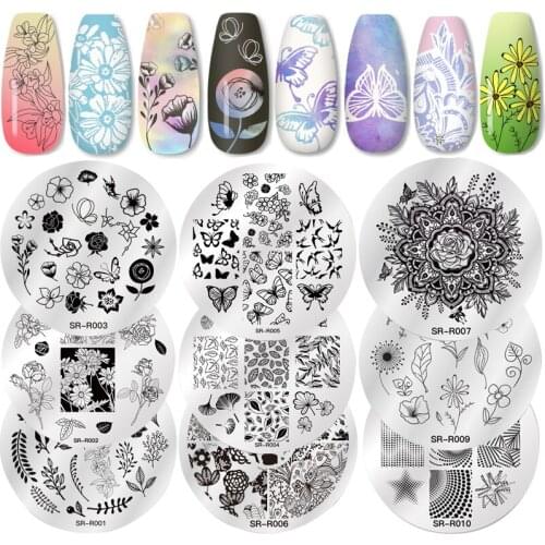 Flowers Series Nail Stamping Plates Natural Flower Leaves Butterfly Geometric Stamping Templates DIY Nail Art Stencil Tools