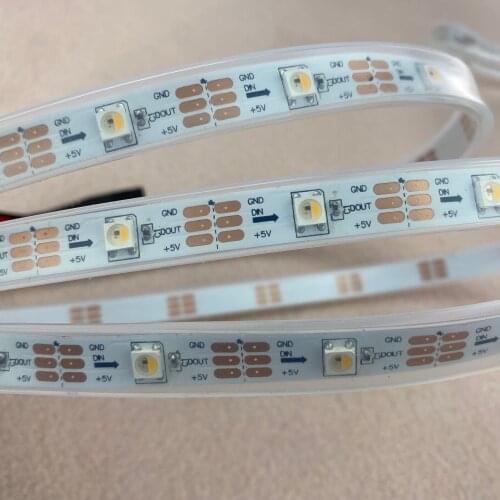 SK6812-RGBW(warm white) led addressable strip;30leds/m;waterproof in silicon tube;IP66;5m long;DC5V input;WHITE PCB