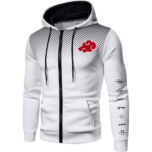 Print Anime Mens Hoodie Outdoor Street Sports zipper High Street Plus Velvet Digital Polka Dot Sweatshirt