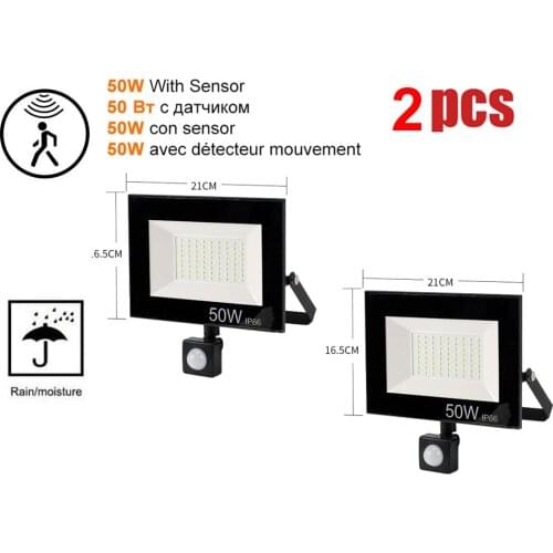 2 pcs 220V 10-100W LED FloodLight Reflector Spotlight outdoor Exterior Street wall Light Outdoor Waterproof Wireless Lamp Garden