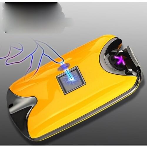 Smart USB Dual Fire Arc Lighter Fingerprint Induction Charging Metal Windproof Lighter Briquets Et Accessoires Fumeurs Isqueiro