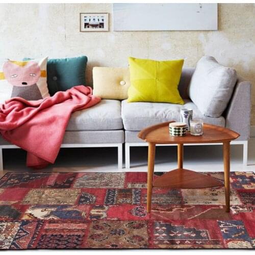 Vintage ethnic style Anti-Skid Jacquard Carpet for Living Room Bedroom Floor Mat Floral Absorbent Non-Slip Home Decor Area Rugs