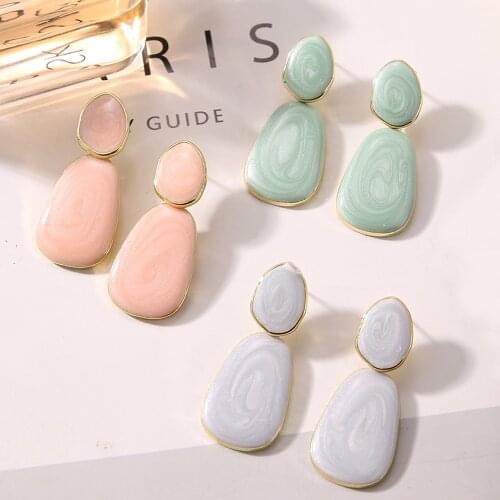 FNIO New Korean Statement Drop Earrings For Women Fashion Vintage Geometric Long Dangle Earrings 2021 Female Jewelry