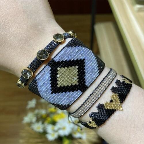 BLUESTAR Women MIYUKI Bead Bracelet For Women Gemetric Pattern Pulseras Mujer Moda Femme Star Heart Crystal Handmade Woven