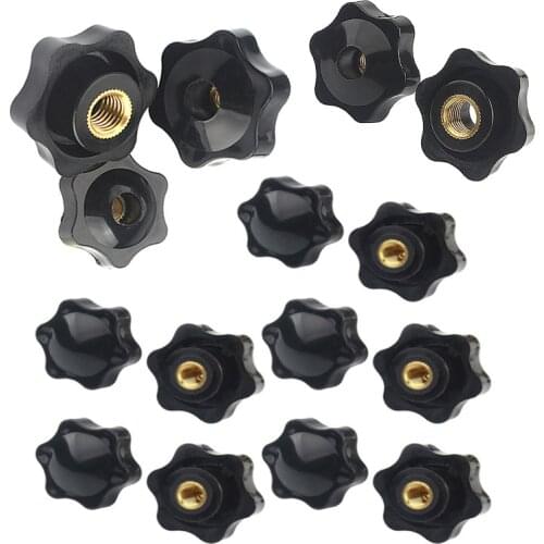 1/5pcs M4 M5 M6 M8 M10 M12 Female Thread Star Knob Handles Shaped Perforated / No Perforated Clamping Nuts Knobs
