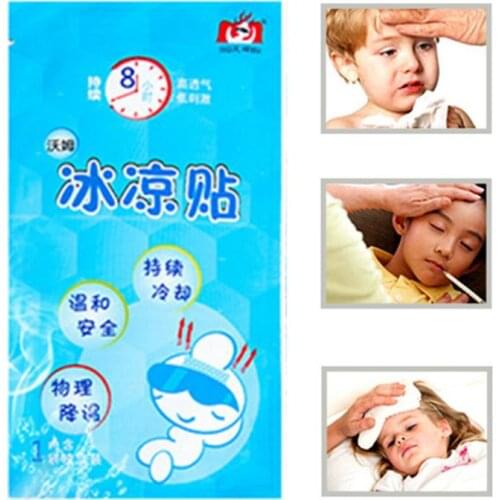 1Pcs Cooling Patches Fever Down Fever Patch Toothache Plaster Migraine Headache Pad Lower Temperature Ice Gel Polymer Hydrogel
