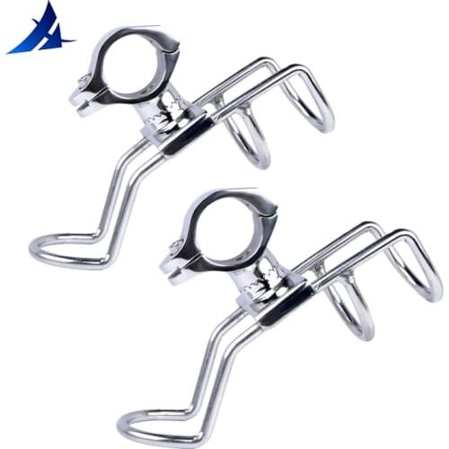 2 PCS 316 Stainless steel Rail Mounted Clamp on Rod Holder Double Wire Stainless Steel for Fishing Boat Kayak