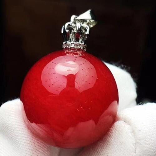 21mm Natural Red Rutilated Quartz Pendant Gemstone Big Sphere Ball Round Crystal Healing Stone Pendant Certificate AAAAA
