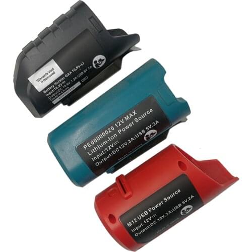 Adapter Connector Charger Holster for Makita Bosch Milwaukee 10.8V 12V Li-ion Battery USB Device Charging 5V 2A DC Output 12V 1A