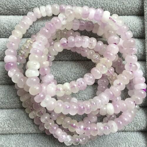 AKAC Approx3-4*7-7.5mm A Natural kunzite rondelle bracelet beads for women bracelet