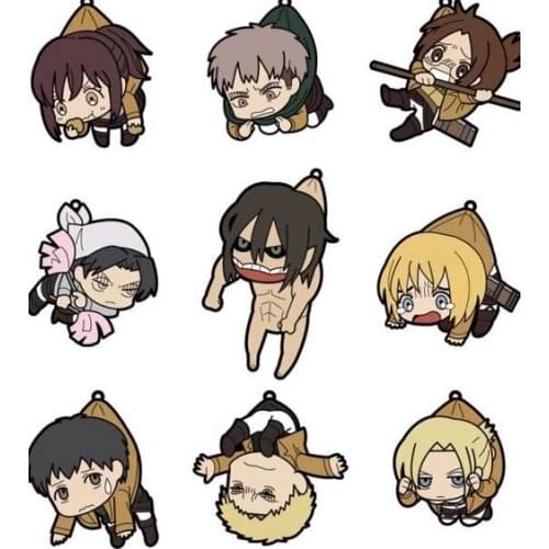 Anime Attack on Titan Eren Jäger Erwin Smith Mikasa Ackerman Rival Bag Pendant Button Keychain Keyring Collection Birthday Gift