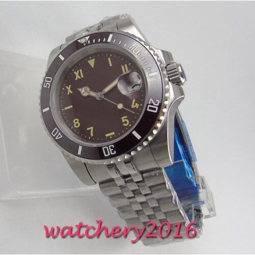 BLIGER 40mm Automatic Mechanical Mens Watches Date Sapphire Crystal 2020 Diver Man Watch relogio masculino Role Luxury Men Clock