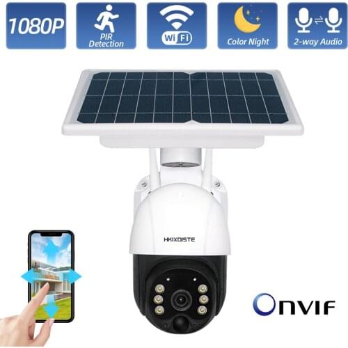 Solar Camera 1080P Wifi Camera PIR 2MP Full color HD Outdoor Indoor Wireless Security Alarm Solar Panel Rechargeable Battery