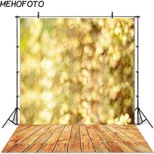 MEHOFOTO Bokeh Photography Backdrops Gold Glitter Wall Wood Floor Board Backdrop Newborn Baby Photo Studio Background