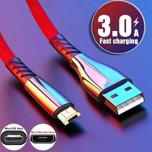 Micro USB Cable Fast Charging 3A Current Cord For Samsung S7 Xiaomi Redmi Note 5 Pro Android Phone Wire charger3.3ft 6.6ft9.8ft